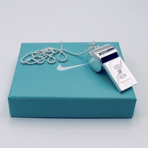 Tiffany & Co. Nike Collaboration Whistle Necklace in Silver 32” Beaded Chain